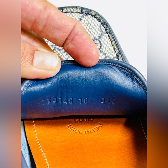 Gucci Interlocking G Driver Loafers Blue Classic Double G Canvas Size 10.5 NEW! - Picture 12 of 16